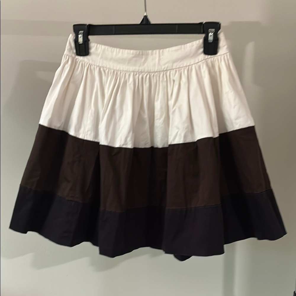 Kate Spade Tiered Colorblock Skirt - White & Brown